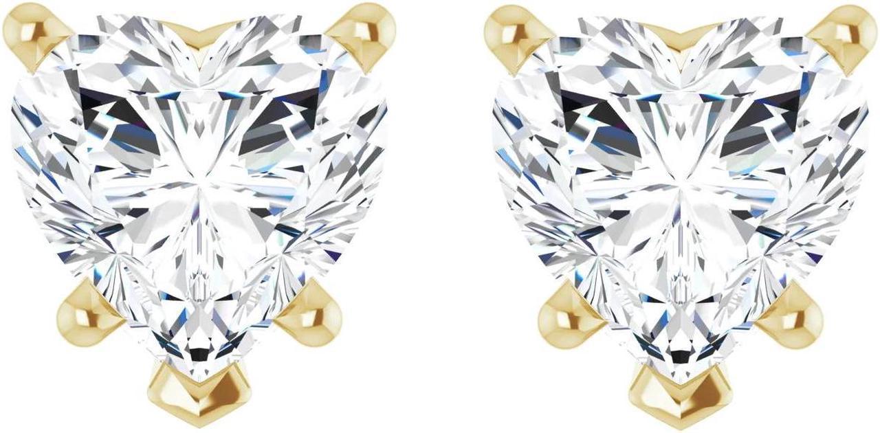 Heart Natural Mined Diamond Stud Earrings 14k Yellow Gold (1.3 Ct,I Color,VS2-SI1 Clarity)