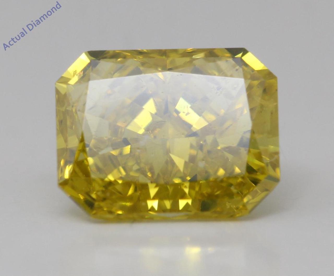 Radiant Natural Mined Loose Diamond (1.86 Ct Yellow(Irradiated) SI1(Enhanced Drilled) Clarity) IGL