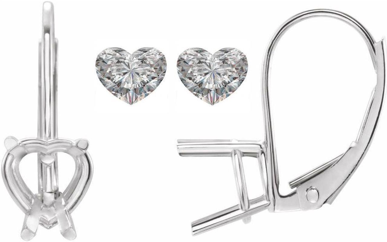 Heart Natural Mined Diamond Lever Back Earrings 14k White Gold (1.3 Ct,I Color,VS2-SI1 Clarity)