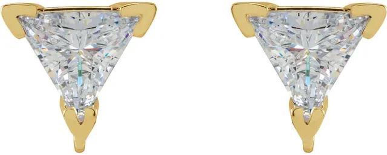 Triangle Natural Mined Diamond Stud Earrings 14k Yellow Gold (0.92 Ct,I Color,VS2-SI1 Clarity)