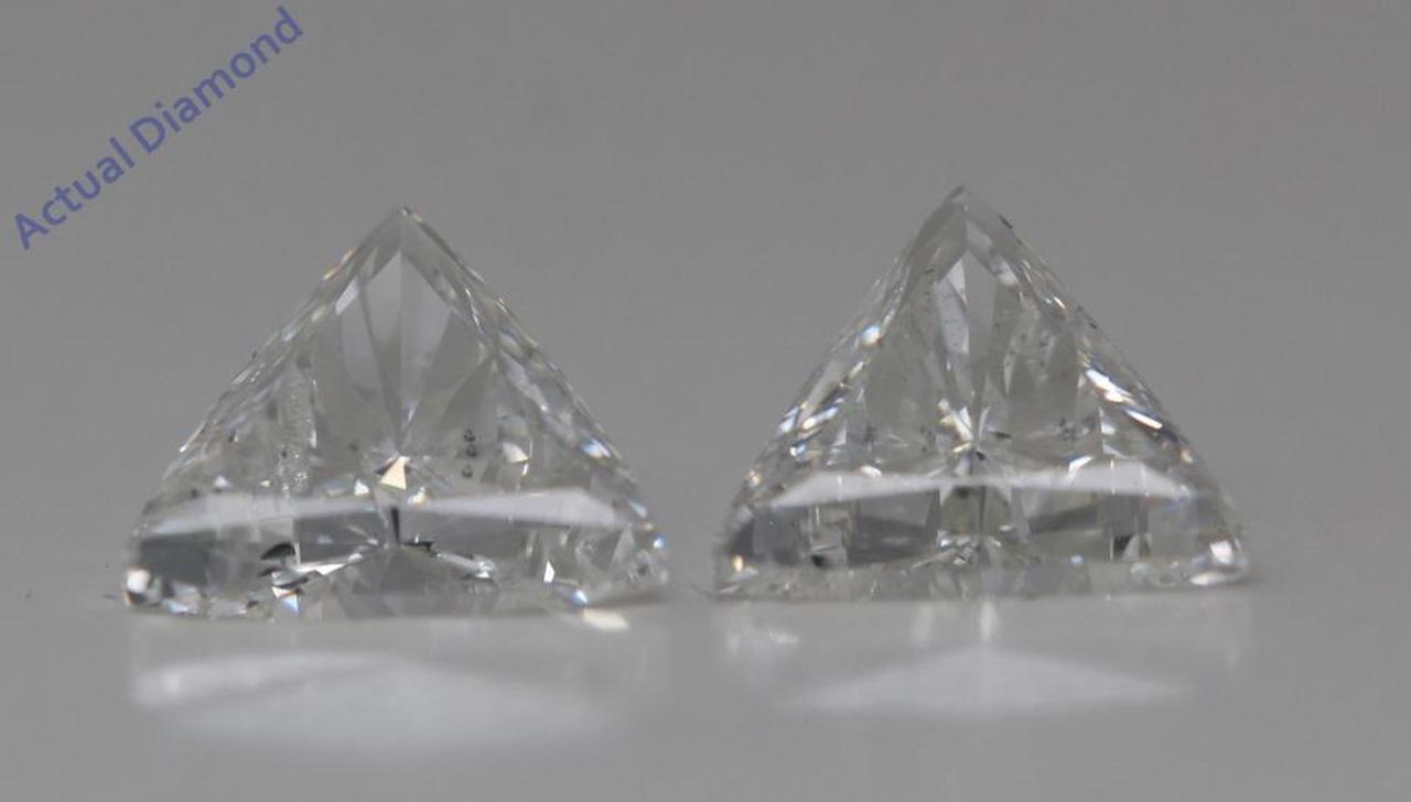 A Pair of Trilliant Cut Natural Mined Loose Diamonds (1.85 Ct,I Color,SI1 Clarity)