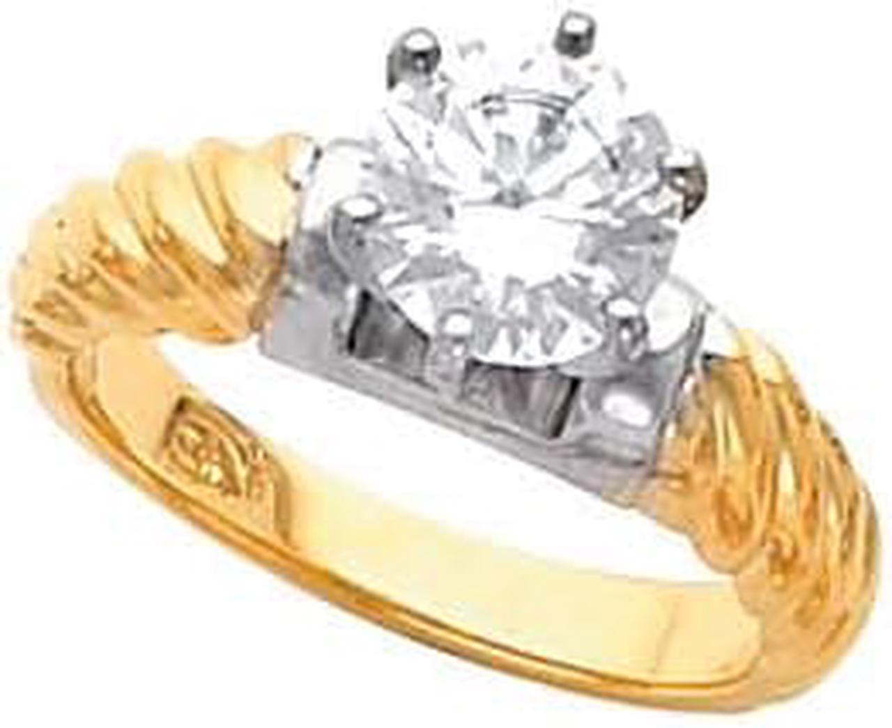 Round Diamond Solitaire Engagement Ring 14k Two Tone Gold 1 Ct, (F-G Color, VS Clarity)