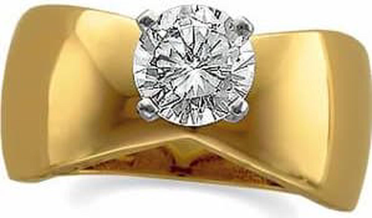 Round Diamond Solitaire Engagement Ring 14k Yellow Gold 1 Ct, (F-G Color, SI Clarity)