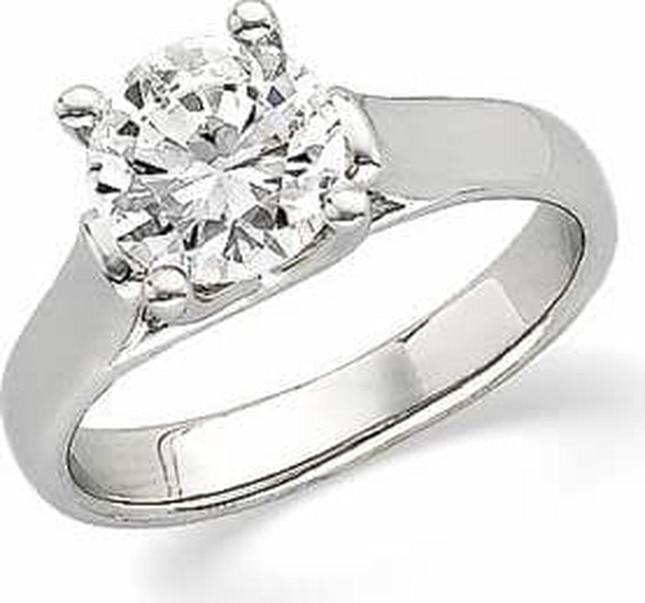 Round Diamond Solitaire Engagement Ring 14k White Gold 1 Ct, (D-E Color, SI Clarity)