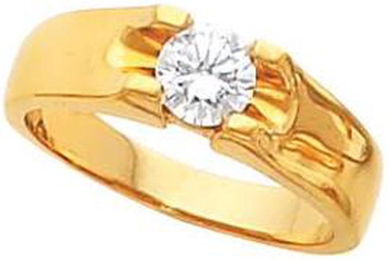 Round Diamond Solitaire Engagement Ring 14k Yellow Gold 1 Ct, (F-G Color, VS Clarity)