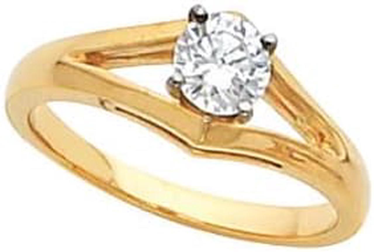 Round Diamond Solitaire Engagement Ring 14k Yellow Gold 1 Ct, (F-G Color, SI Clarity)