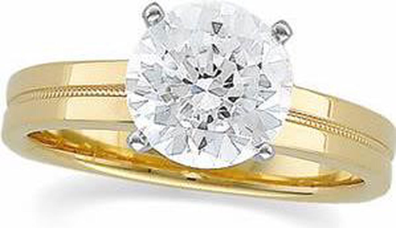 Round Diamond Solitaire Engagement Ring 14k Two Tone Gold 1 Ct, (I-J Color, VS Clarity)