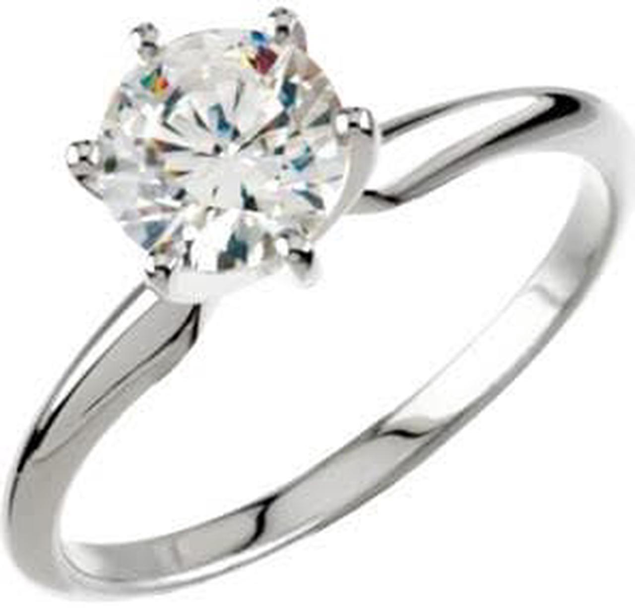 Round Diamond Solitaire Engagement Ring 14k White Gold 1 Ct, (F-G Color, SI Clarity)