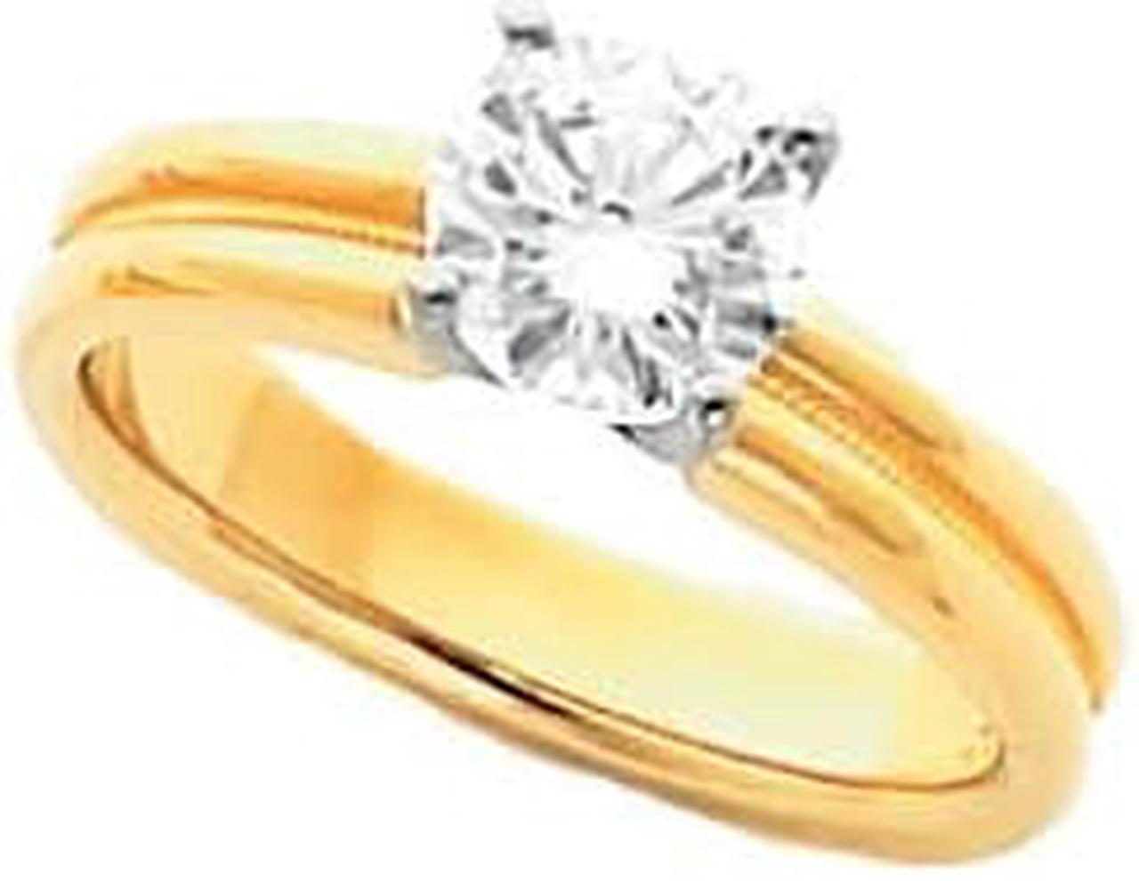 Round Diamond Solitaire Engagement Ring 14k Two Tone Gold 1 Ct, (F-G Color, VS Clarity)