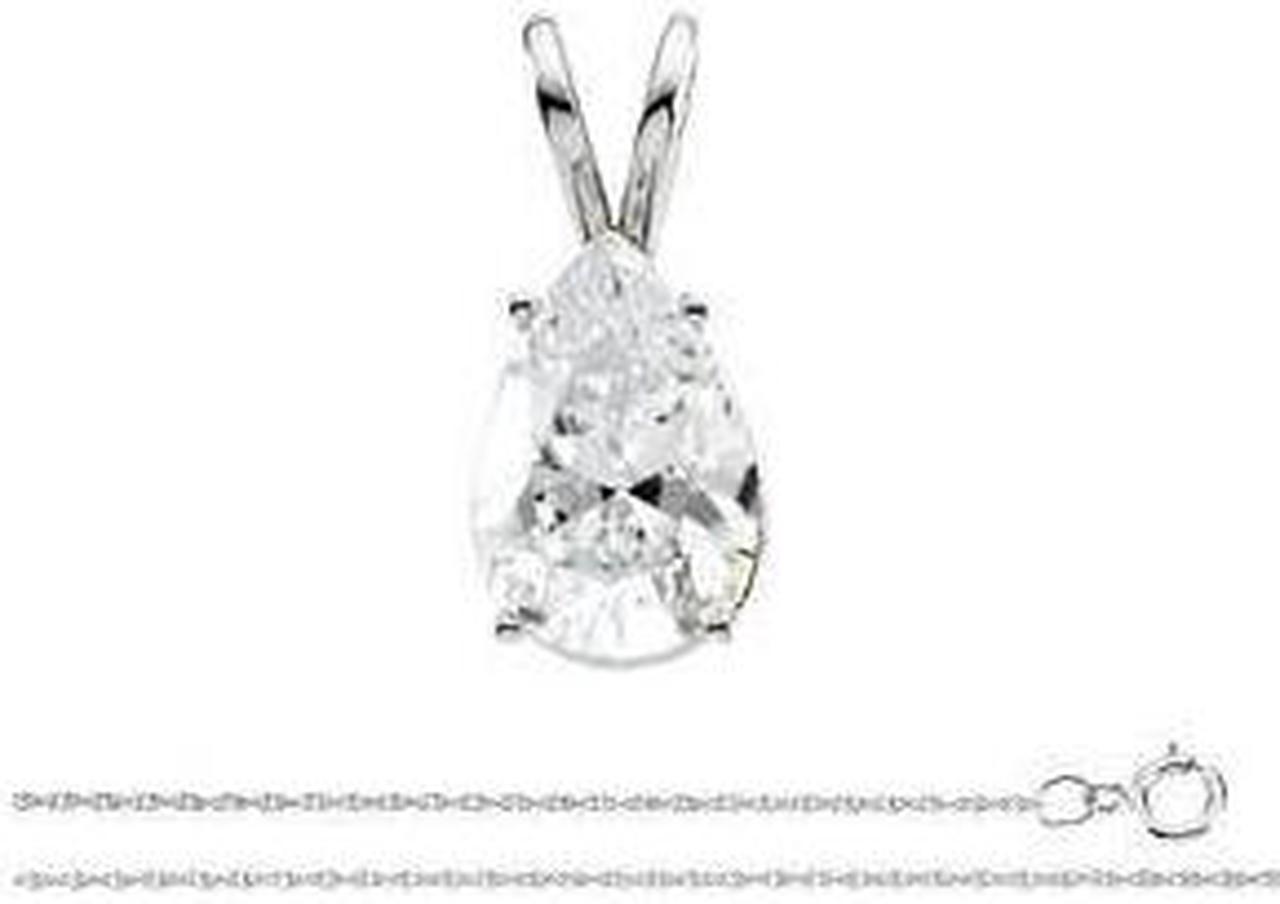 Pear Diamond Solitaire Pendant Necklace 14k White Gold (0.45 Ct, D, SI1(K.M) WGI Certified)