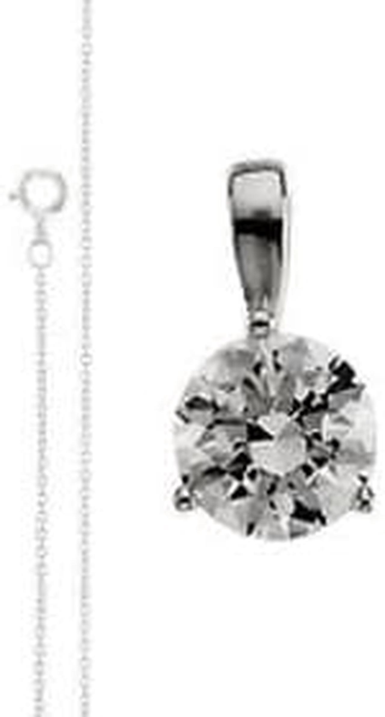 Round Diamond Solitaire Pendant Necklace 18k White Gold (1 Ct, F-G Color, SI Clarity)