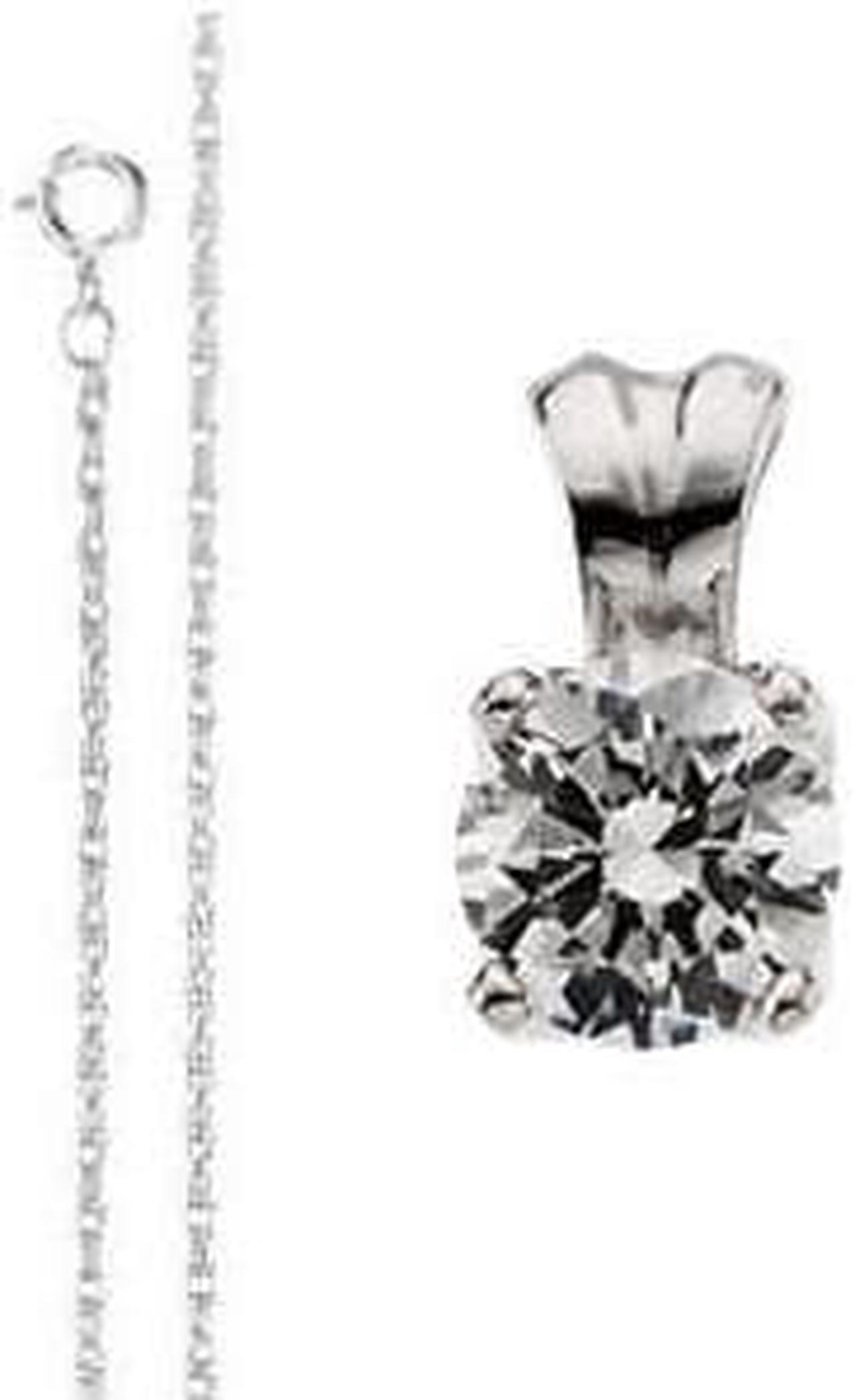 Round Diamond Solitaire Pendant Necklace 14K (0.47 Ct, I Color, I1(Clarity Enhanced) Clarity)