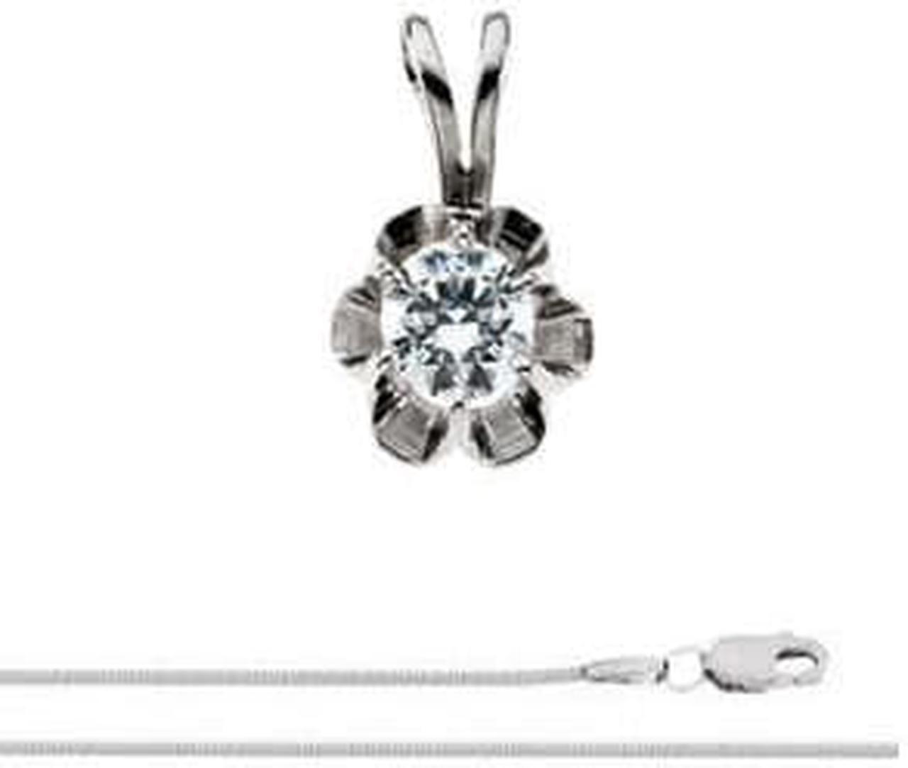 Round Diamond Solitaire Pendant Necklace 14k White Gold (1 Ct, I-J Color, VS Clarity)