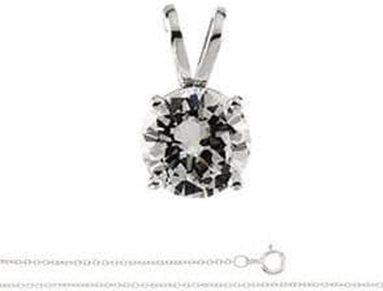 Round Diamond Solitaire Pendant Necklace 18k White Gold (1 Ct, I-J Color, VS Clarity)