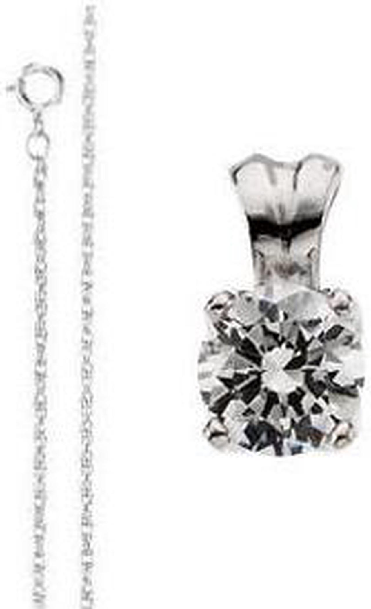 Round Diamond Solitaire Pendant Necklace 14K White Gold (1 Ct, I-J Color, VS Clarity)