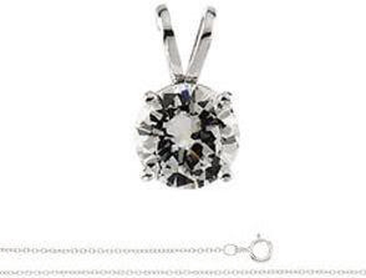 Round Diamond Solitaire Pendant Necklace 18k White Gold (1 Ct, F-G Color, SI Clarity)