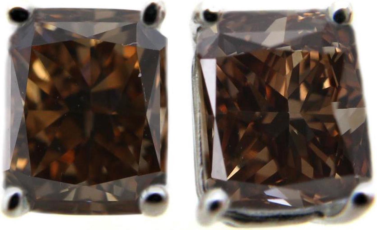 Round Diamond Stud Earrings 14k White Gold (0.99 Ct, I Color, VS2 Clarity)