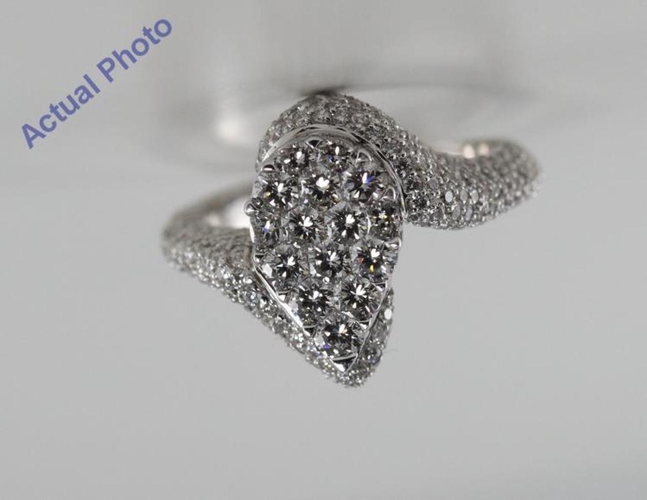 18k White Gold Invisible Setting Pear Shaped Round Cut Diamond Engagement Ring (2.11 Ct, G Color, VS1 Clarity)