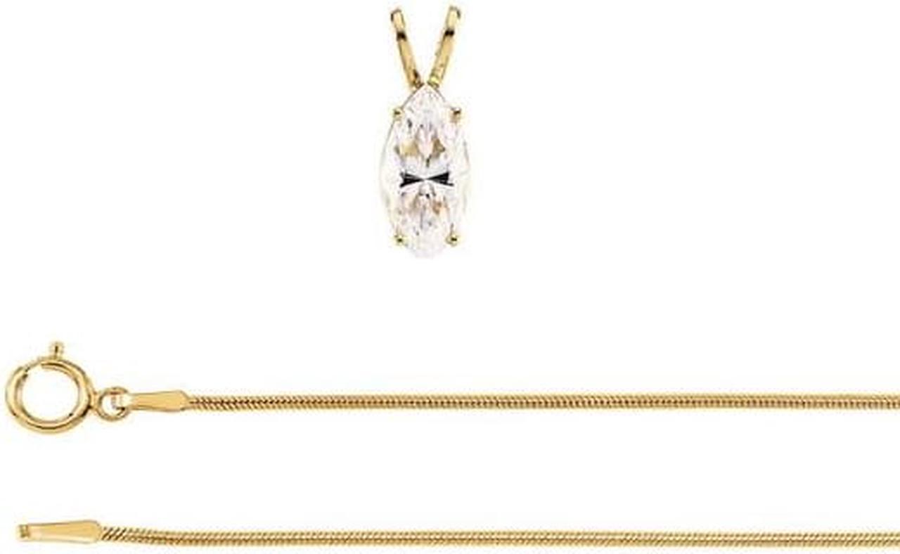 Marquise Diamond Solitaire Pendant Necklace 14K Yellow Gold (0.7 Ct, I Color, VS2 Clarity) GIA Certified