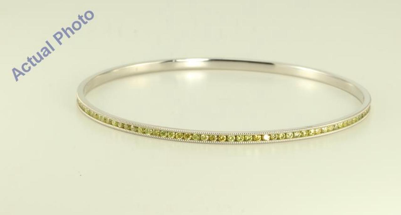 14k White gold round cut yellow diamond fashion bangle (2.66 Ct yellow ,SI3-I1)