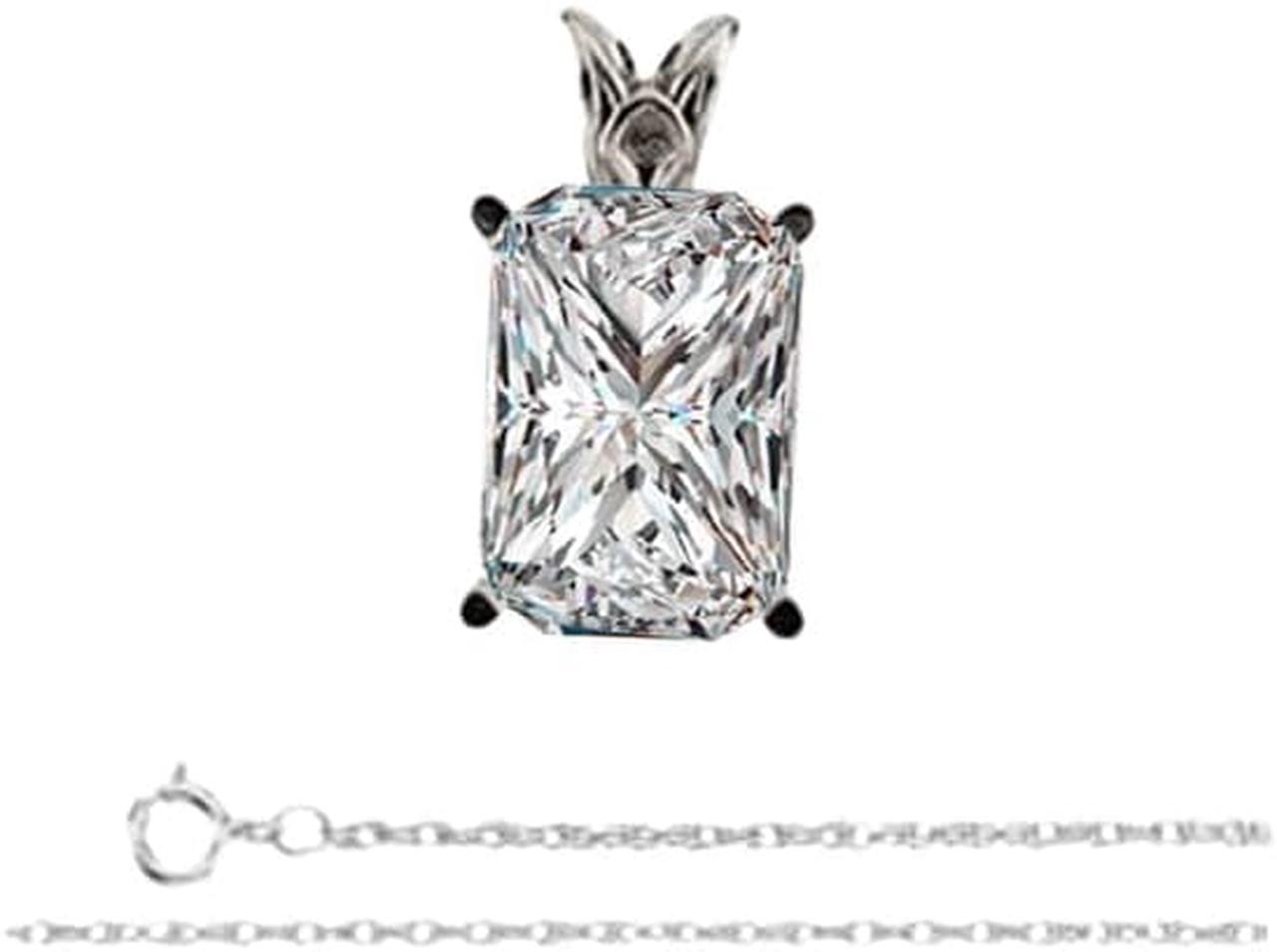 Radiant Natural Mined Diamond Pendant 14K White Gold (1.33 Ct H VS2(Enhanced) Clarity)