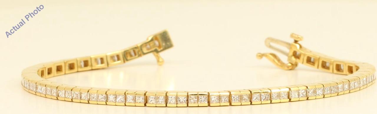 18k Yellow Gold Princess Cut Modern elegant classic diamond tennis bracelet (3.52 Ct, H Color, VS Clarity)