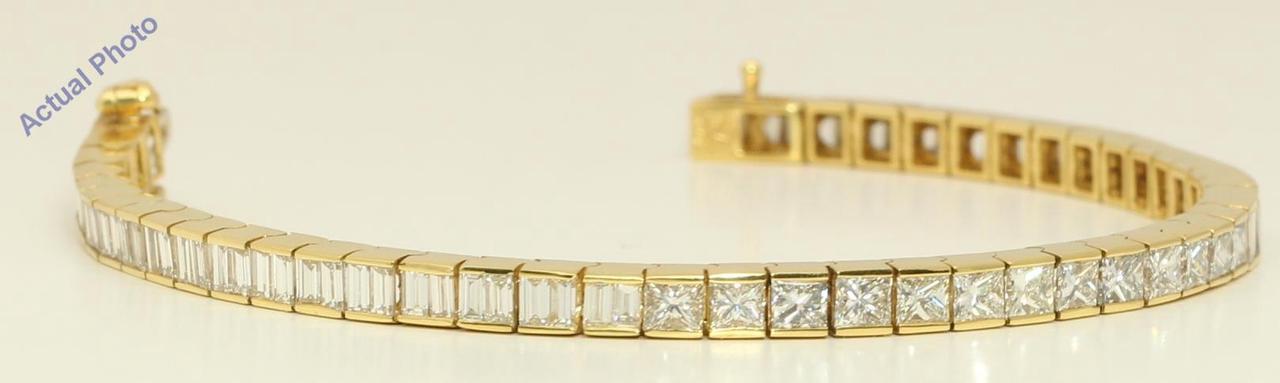 18k Yellow Gold Emerald Classic cocktail vintage style diamond tennis bracelet (10.2 Ct, H Color, VS Clarity)