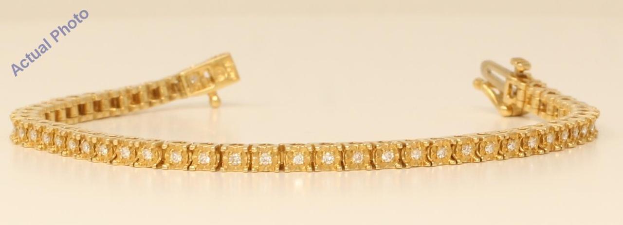 18k Yellow Gold Round Cut Floral heart shape modern diamond link tennis bracelet (0.72 Ct, H Color, VS Clarity)