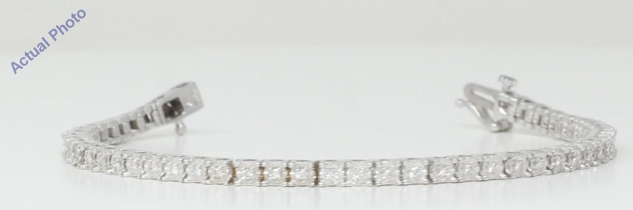 18k White Gold Round Cut Floral heartshape modern diamond link tennis bracelet (0.71 Ct, H Color, VS Clarity)