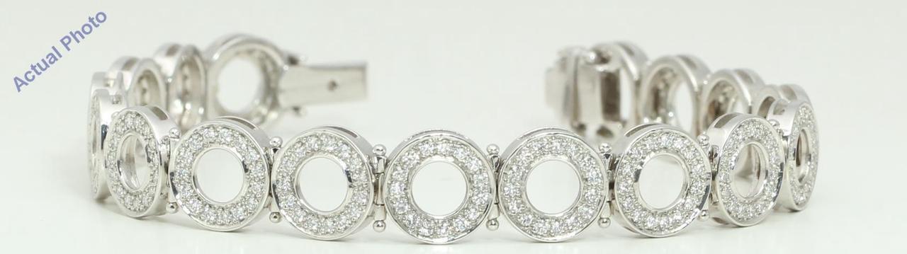 18k White Gold Round Cut Retro circle style elegant diamond dress bracelet (3.01 Ct, H Color, VS Clarity)