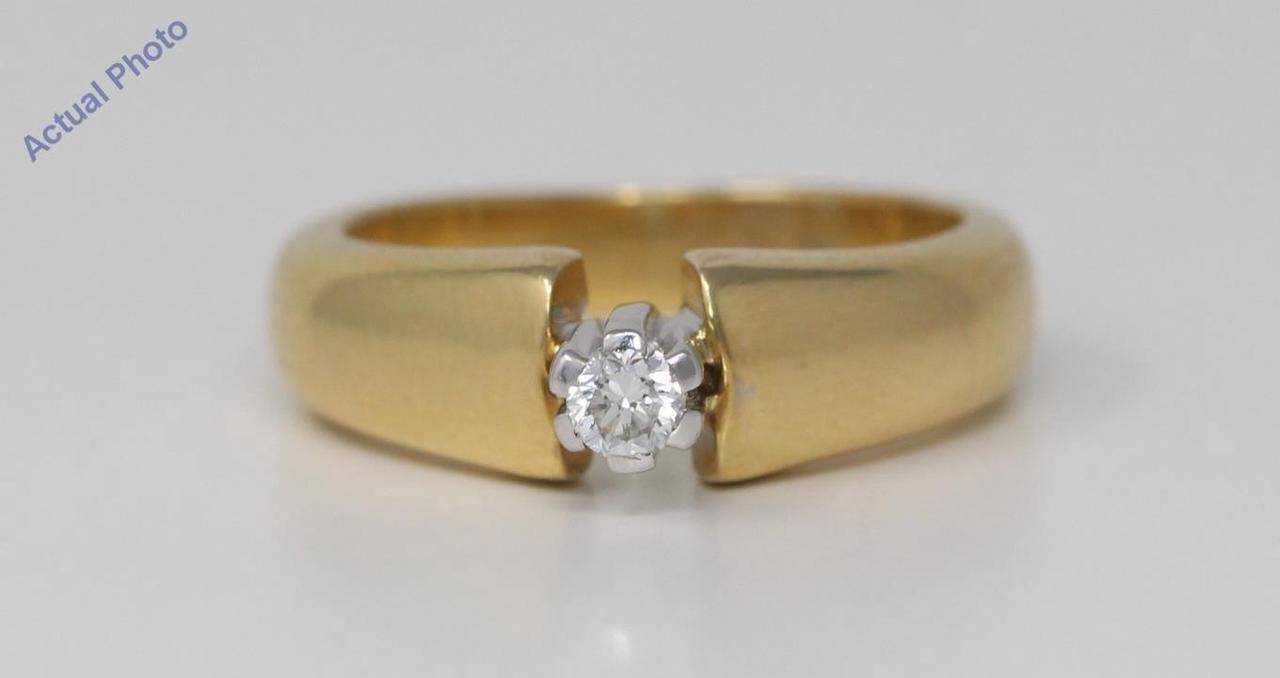 18k Yellow Gold Round Cut Solitaire classic modern diamond engagement ring (0.11 Ct, H Color, VS Clarity)