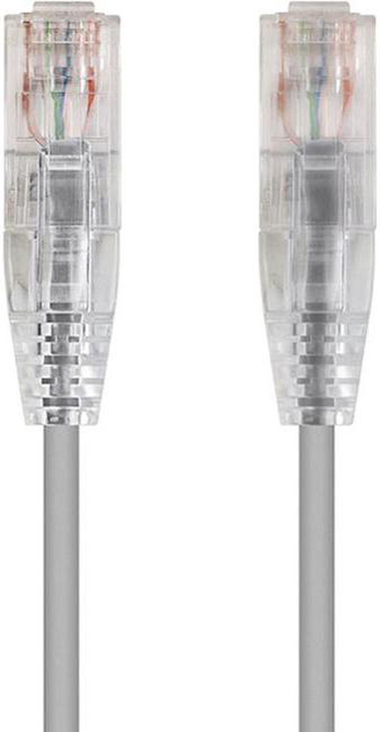 Monoprice Cat6 Ethernet Patch Cable - 3 feet - Gray | Snagless RJ45 Stranded 550MHz UTP CMR Riser Rated Pure Bare Copper Wire 28AWG - SlimRun Series