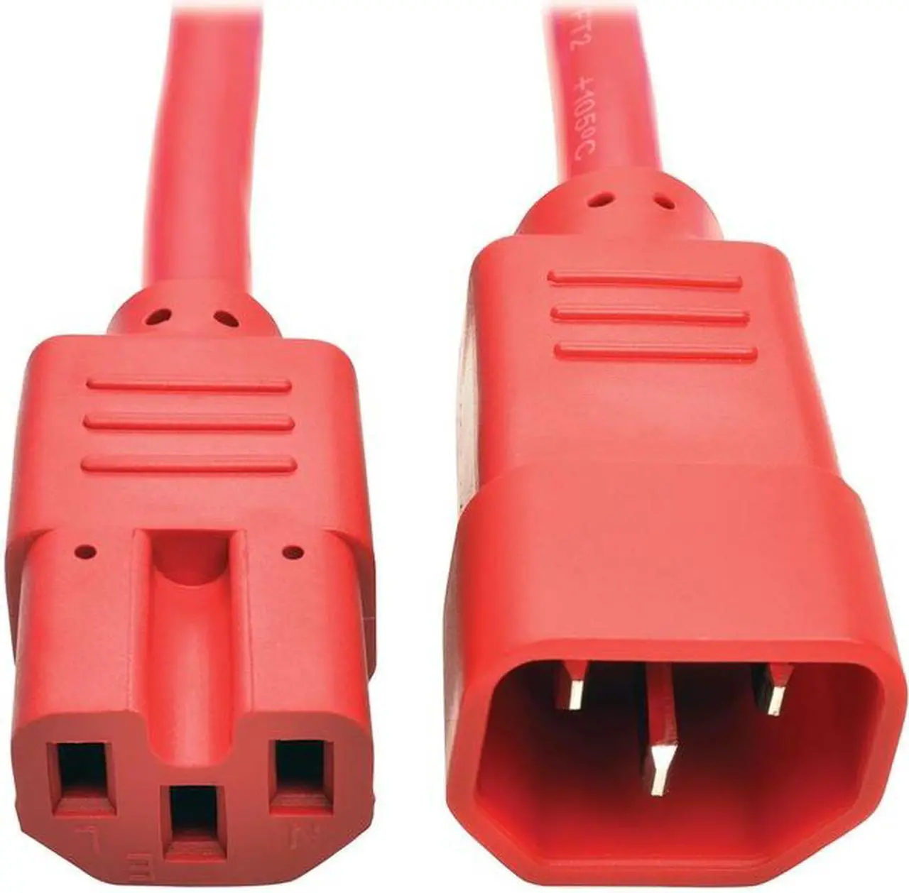 Alt view image 6 of 6 - Tripp Lite Heavy-Duty Computer Power Cord, 15A, 14 AWG (IEC-320-C14 to IEC-320-C15), Red, 2 ft. (P018-002-ARD)