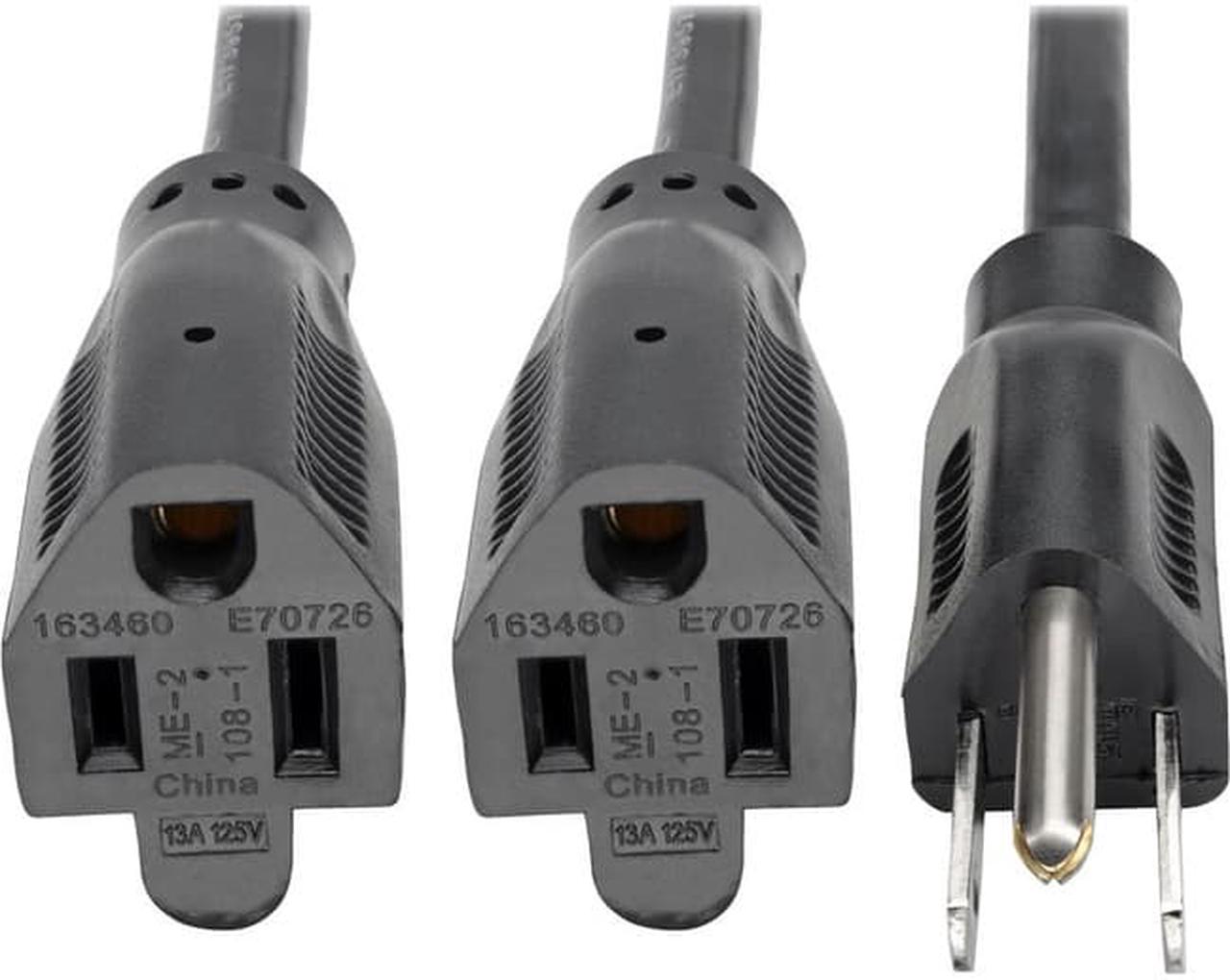 Alt view image 2 of 9 - Tripp Lite 19In Power Cord Extension Y Splitter Cable 5-15P To 5-15R 13A 16Awg 18"