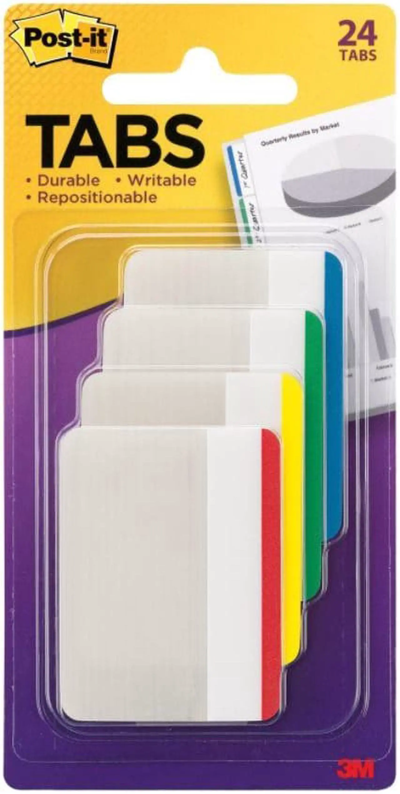 Alt view image 10 of 20 - Post-it File Tabs 2 x 1 1/2 Lined Assorted Primary Colors 24/Pack 686F1