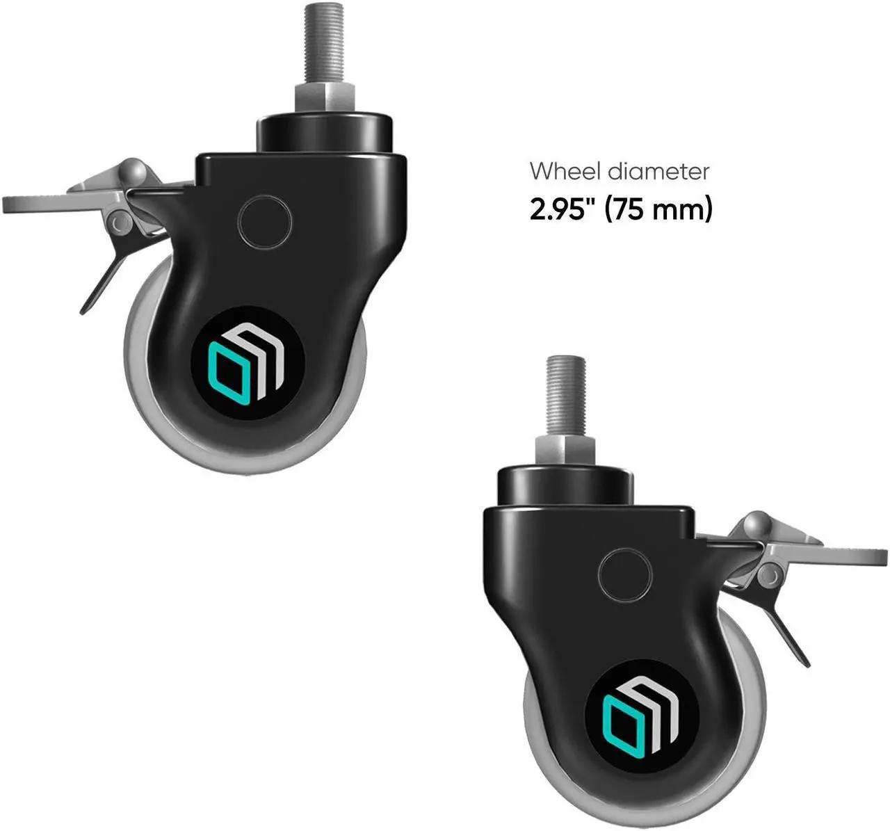 Alt view image 6 of 7 - ONKRON Designer Caster Wheels 3 Inch for Mobile TV Cart TV Stand Heavy Duty Smooth Running with Double Safety Lock Plastic Casing - Set of 4 AWL75 Black