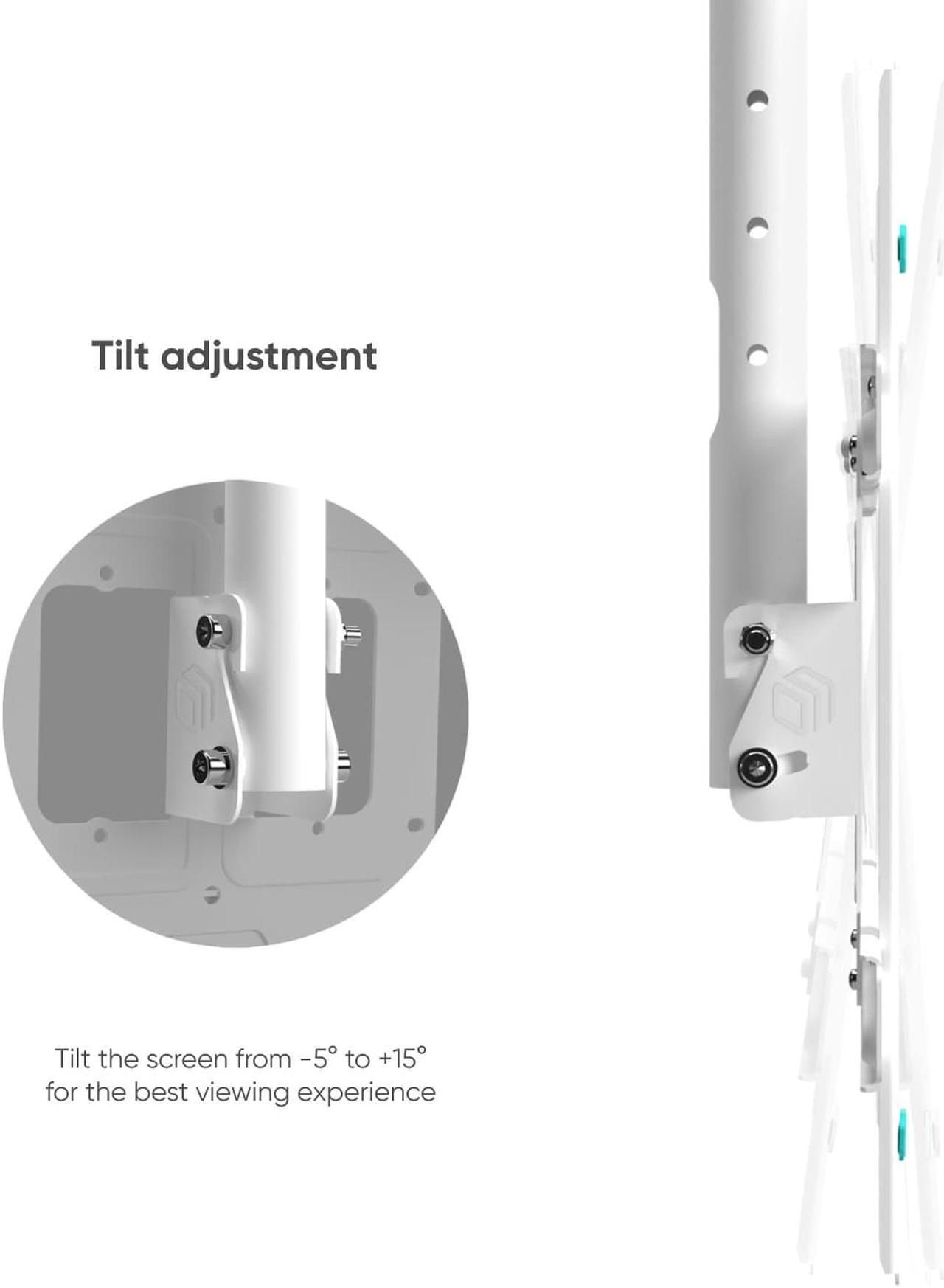 Alt view image 6 of 9 - ONKRON Ceiling TV Mount Hanging Height Adjustable TV Bracket - Drop Down TV Mount - Full Motion Pole TV Mount for 32 to 70 Inch LED LCD OLED 4K TVs, Flat Screens up to 150 lbs (N1L) White