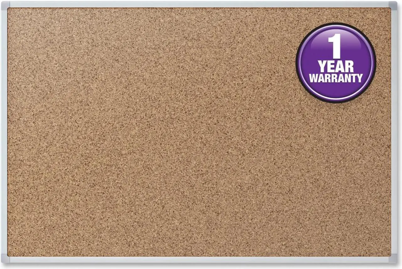 Alt view image 2 of 11 - Mead Cork Bulletin Board 48 x 36 Silver Aluminum Frame 85362