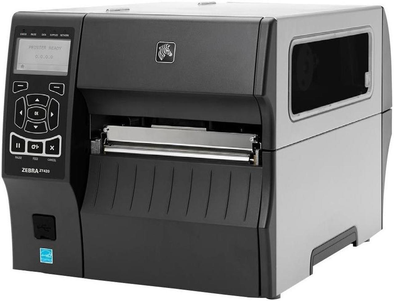 Zebra ZT420 6" Industrial Thermal Transfer Label Printer, LCD, 203dpi, Serial, USB, Bluetooth 2.1/MFi, USB Host, 10/100 Ethernet, RFID UHF Encoder: US & Canada, EZPL - ZT42062-T0100A0Z