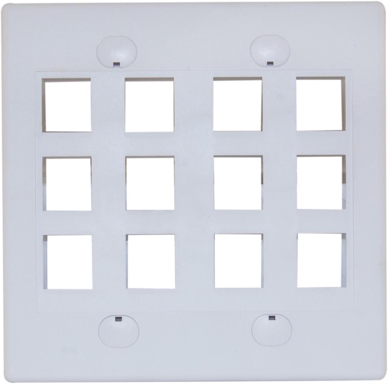 Alt view image 3 of 3 - Cable Wholesale Dual Gang Wall Plate, 12 Hole for keystone Jack , White