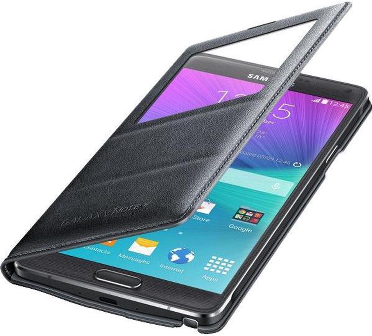Alt view image 3 of 9 - SAMSUNG Charcoal Black Plain Galaxy Note 4 S-View Flip Cover EF-CN910BCESTA