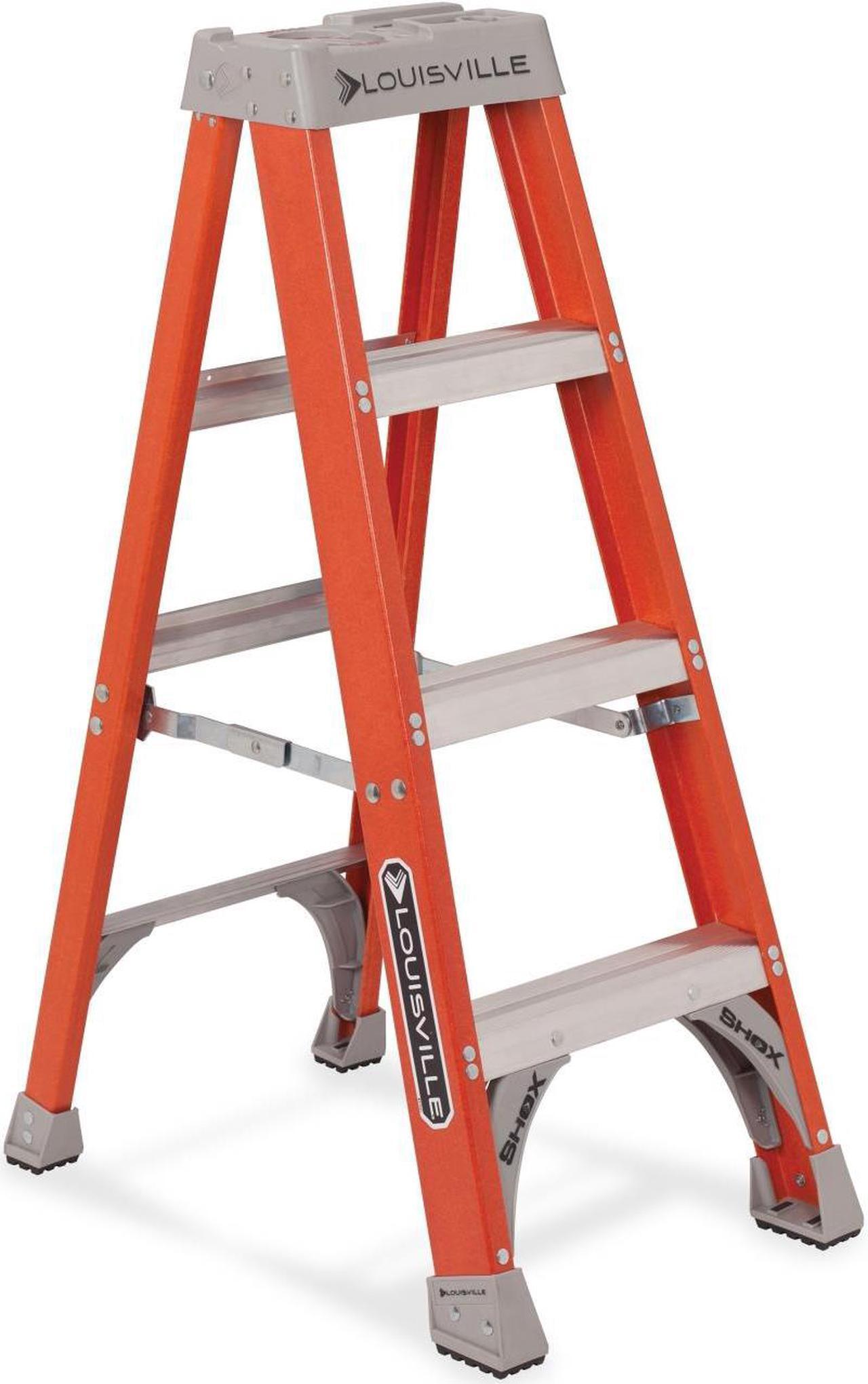 Alt view image 6 of 20 - Louisville Fiberglass Heavy Duty Step Ladder 50" 3-Step Orange FS1504