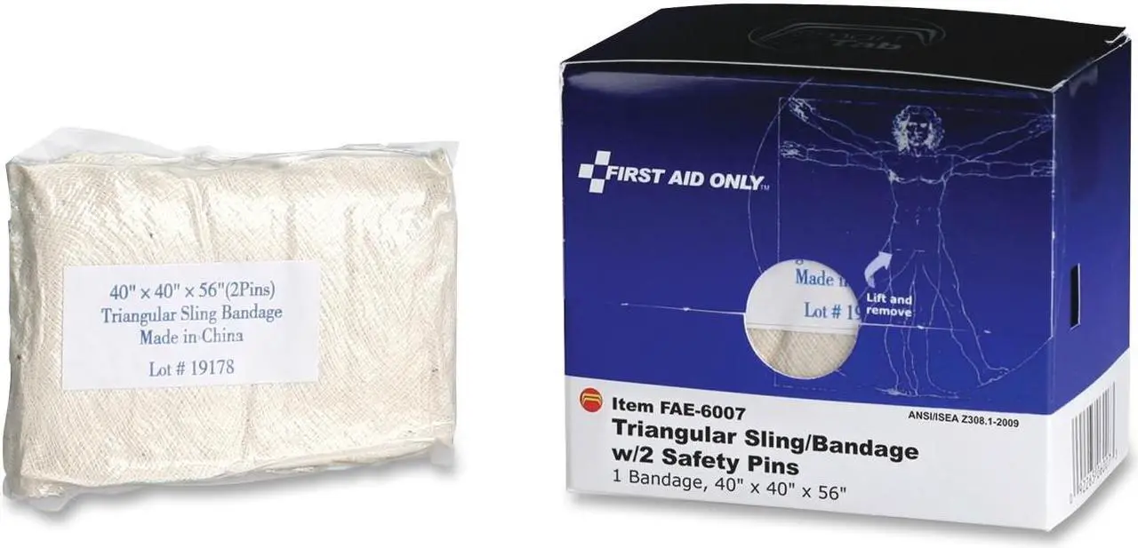 Alt view image 3 of 14 - First Aid Only Triangular Sling/Bandage, 40” x 40” x 56”, 2 Safety Pins/1 Bandage/Box
