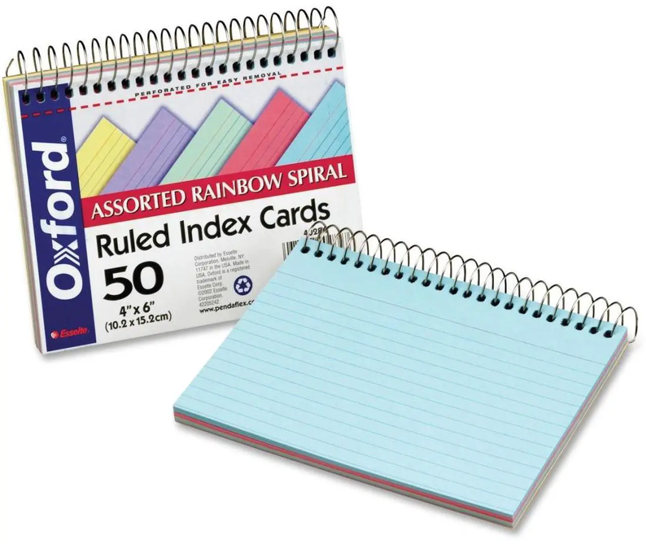 Alt view image 7 of 9 - Oxford 40286 Spiral Index Cards, 4 x 6, Blue/Violet/Canary/Green/Cherry, 50/Pack