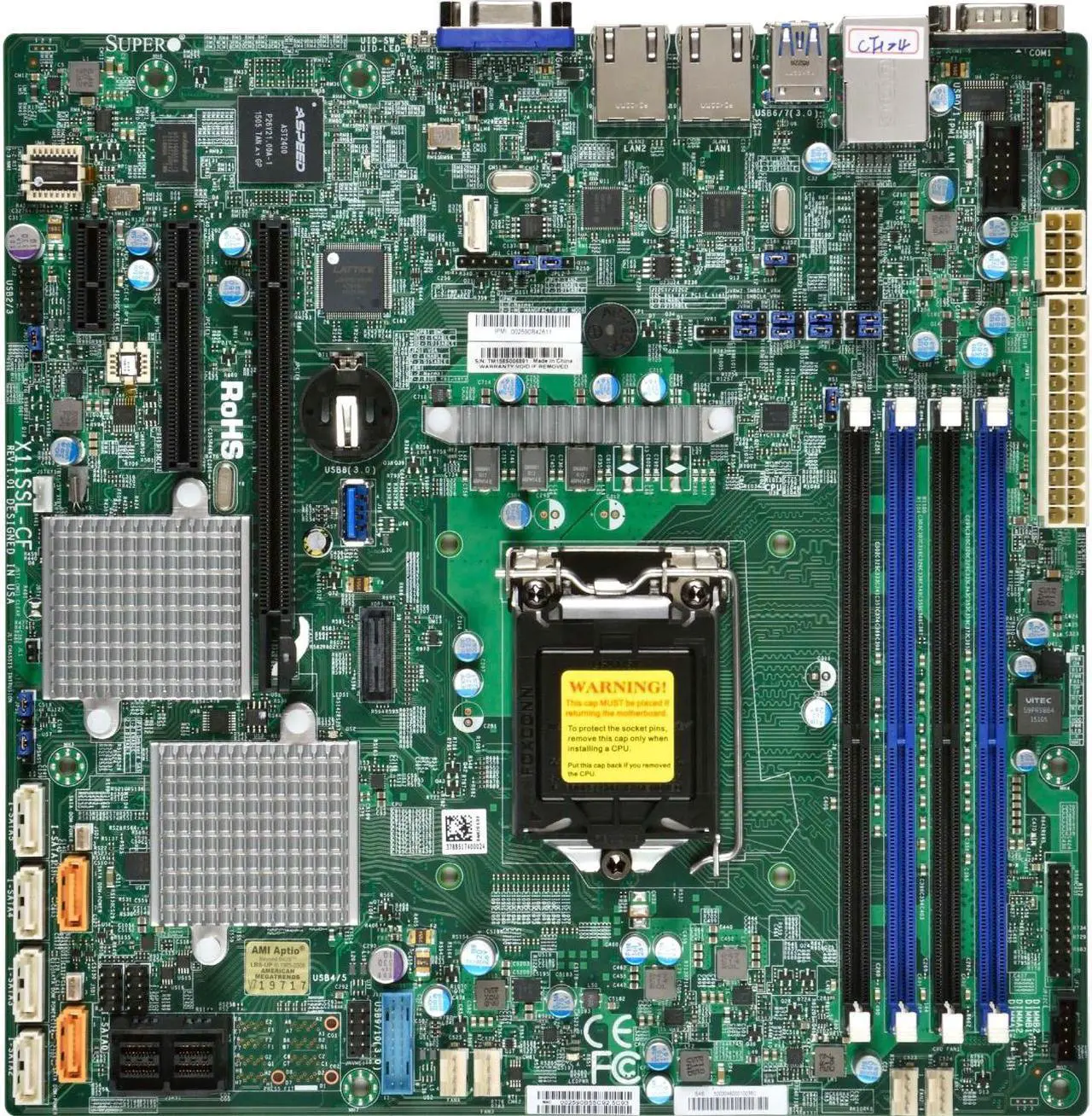 Alt view image 2 of 8 - SUPERMICRO X11SSL-CF-O Supermicro X11SSL-CF-O LGA1151 Intel C232 DDR4 SATA3 and SAS3 and USB3.0 V and 2GbE MicroATX Motherboard