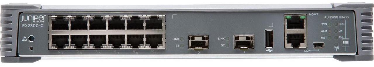 Main image of Juniper EX2300-C Compact Ethernet Switch - 12 Ports - Manageable - Gigabit Ethernet, 10 Gigabit Ethernet - 10/100/1000Base-T, 10GBase-X - 3 Layer Supported - Modular   EX2300-C-12P-TAA
