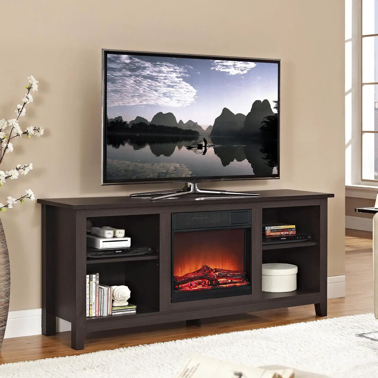 Main image of Espresso Fireplace TV stand
