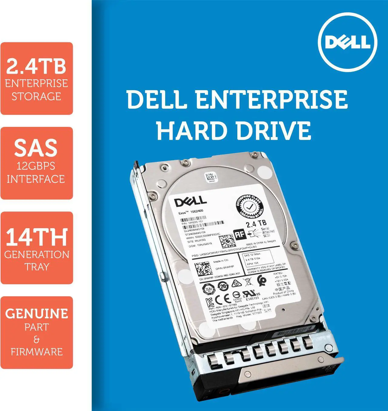 Alt view image 4 of 7 - Dell 401-ABHQ 2.4TB 10K RPM SAS 12Gb/s 2.5" Hard Drive in 14G Hot-Plug Tray