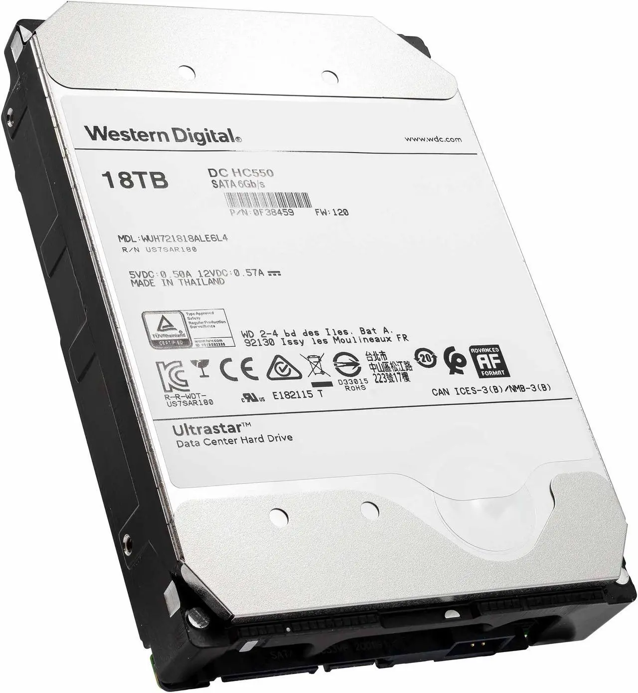 Alt view image 2 of 19 - WD Ultrastar DC HC550 18TB Hard Drive 3.5" Internal 512MB SATA 7200 RPM 512E SE NP3 DC HC550 0F38459 (WUH721818ALE6L4)