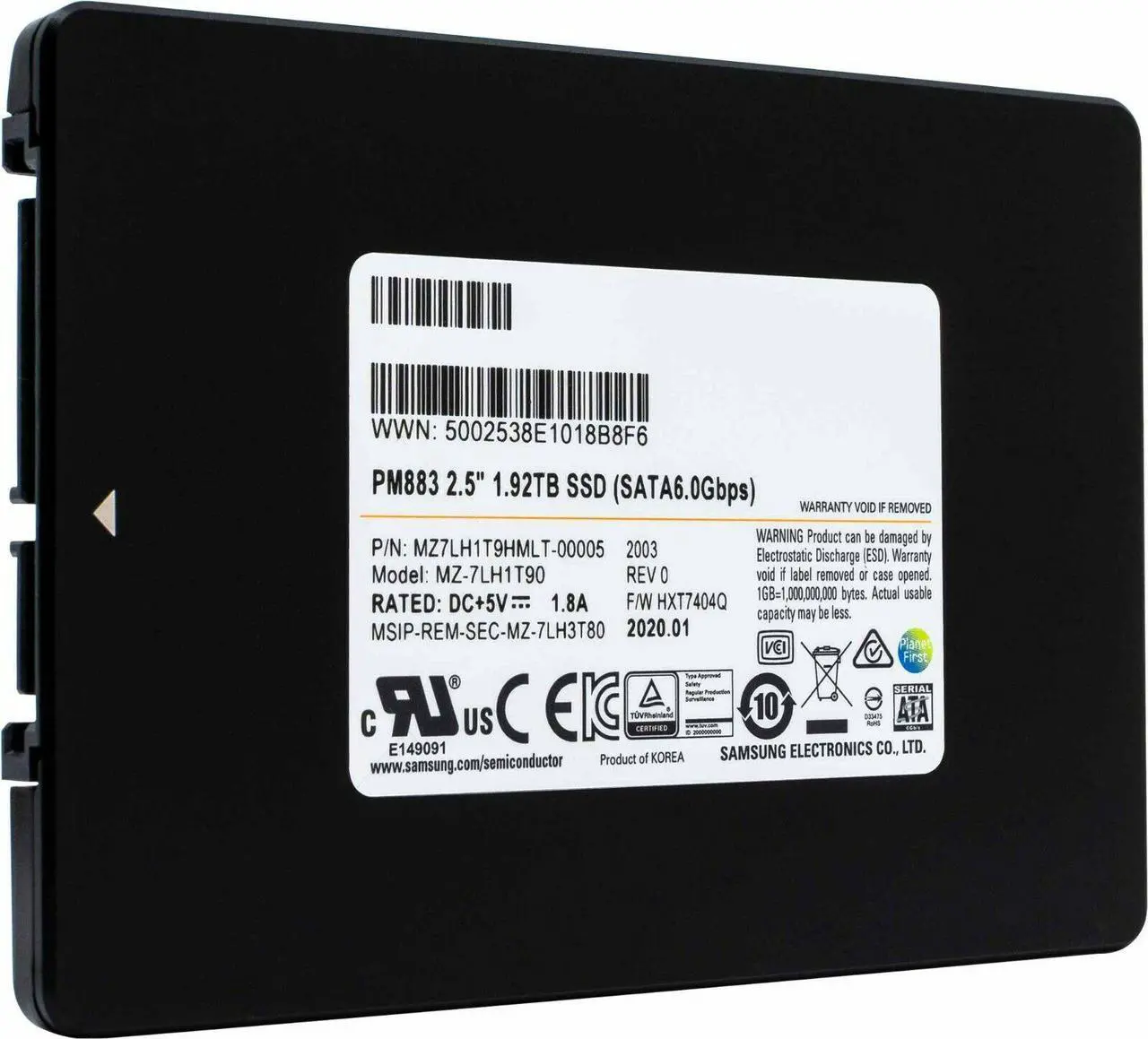 Main image of Samsung PM883 1.92TB SATA 6Gb/s 2.5" Enterprise SSD — MZ7LH1T9HMLT (MZ-7LH1T90)